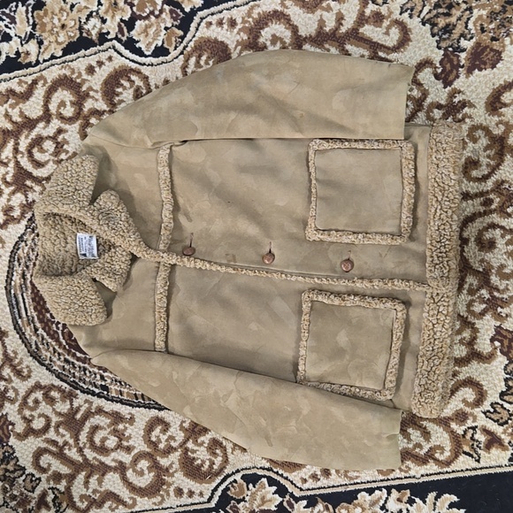 Vintage Jackets & Blazers - 70s Retro Gingerbread Coat Faux Suede Shearling Jacket 1970 Boho Hippie Vintage